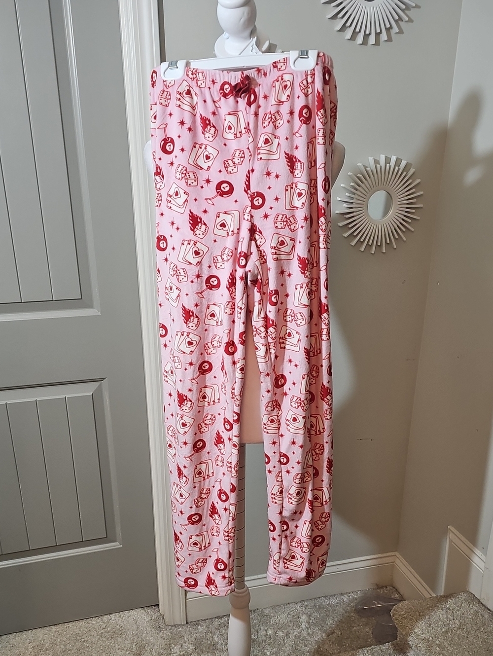 Juniors Pink & Red Print Pajama Pants